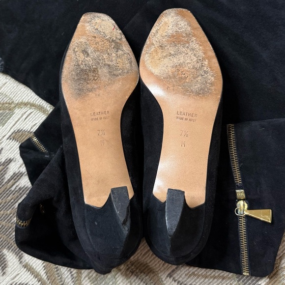 RARE Vintage Anne Klein Boots Couture Zipper Black Suede Over the Knee 7.5 7 1/2 - Picture 8 of 11